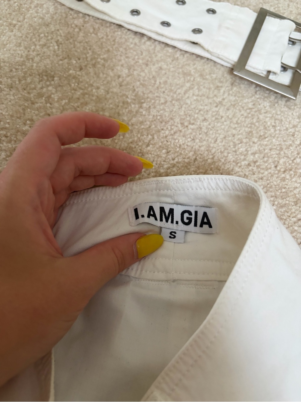 I.AM.GIA White Mini Skirt with Studded Belt - Picture 3 of 3